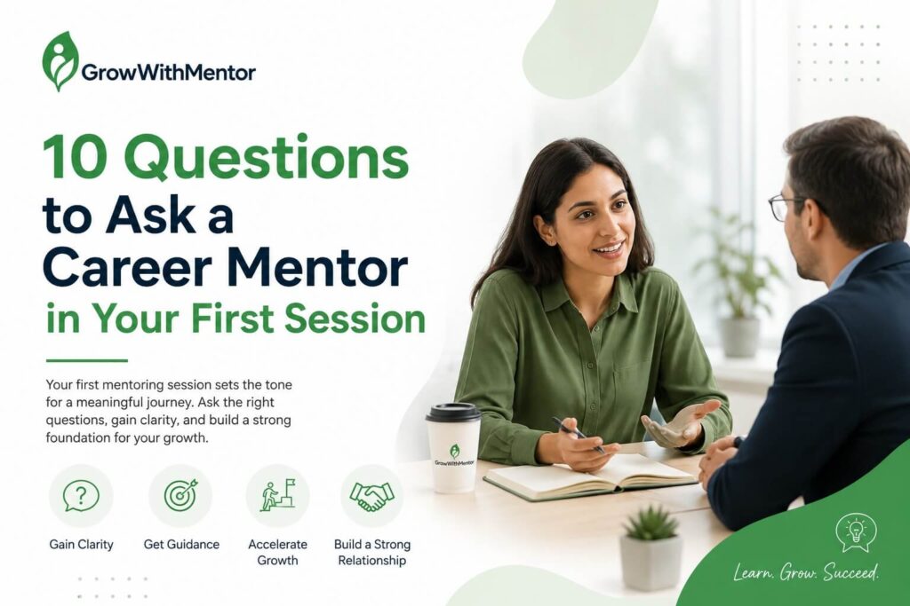 An Indian professional asking questions to a career mentor during their first online mentorship session