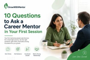 An Indian professional asking questions to a career mentor during their first online mentorship session